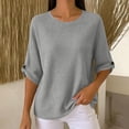 thumbnail image 3 of TGSLY Waffle Knit Tops for Women Lightweight Soft Crew Neck Adjustable Tab Roll-Up 3/4 Sleeve Shirts Relaxed Casual Solid Color Blouses L, 3 of 8