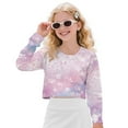 thumbnail image 3 of Xoenoiee Cherry Blossom Print Girls' Crop Tops Sweatshirts Fall Sweaters Crewneck Long Sleeve Drop Shoulder Pullover Tops for Kids, 13-14 Years, 3 of 7