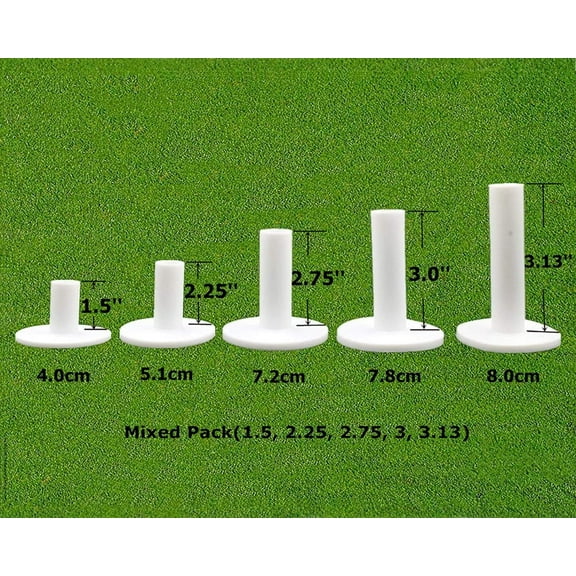 FINGER TEN Golf Rubber Tees Driving Range Value 5 Pack, Mixed Size or 5 Same Size for Practice Mat