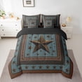 thumbnail image 3 of Homewish Steel Blue Texas Stars Twin Bedding Sets 7-Piece, Bohemian Western Fashion Bedding Comforter Set, Rustic Farmhouse Reversible Sheet Sets, Super Cozy Room Decor, 3 of 8