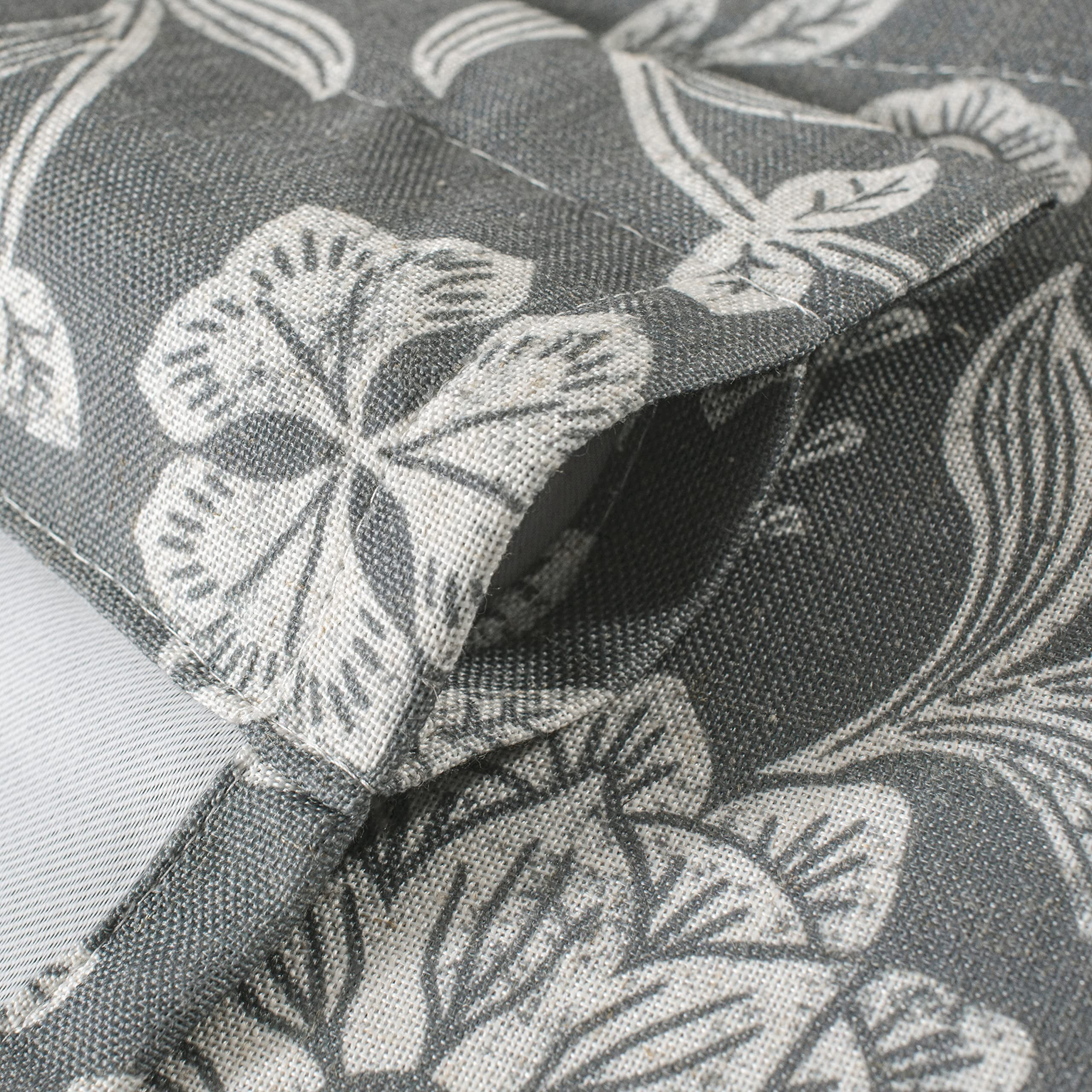 DriftAway Twyla Linen Blend Blackout Valance for Kitchen 18 Inch Length Boho Floral Printed Lined Rod Pocket Room Darkening Window Curtain Valance for Living Room Bedroom 52x18 Inch Gray Beige
