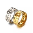 thumbnail image 2 of Gold/Silver Spinner Band Stainless Steel Men's Women's Engagement Ring Size 6-12, 2 of 9