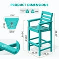 thumbnail image 3 of JUSTLET Balcony Chair Set of 2, Outdoor Adirondack Barstools with Connecting Tray, Turquoise, 3 of 9