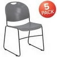 thumbnail image 3 of Flash Furniture 5 Pack HERCULES Series 880 lb. Capacity Gray Ultra-Compact Stack Chair with Black Powder Coated Frame, 3 of 14