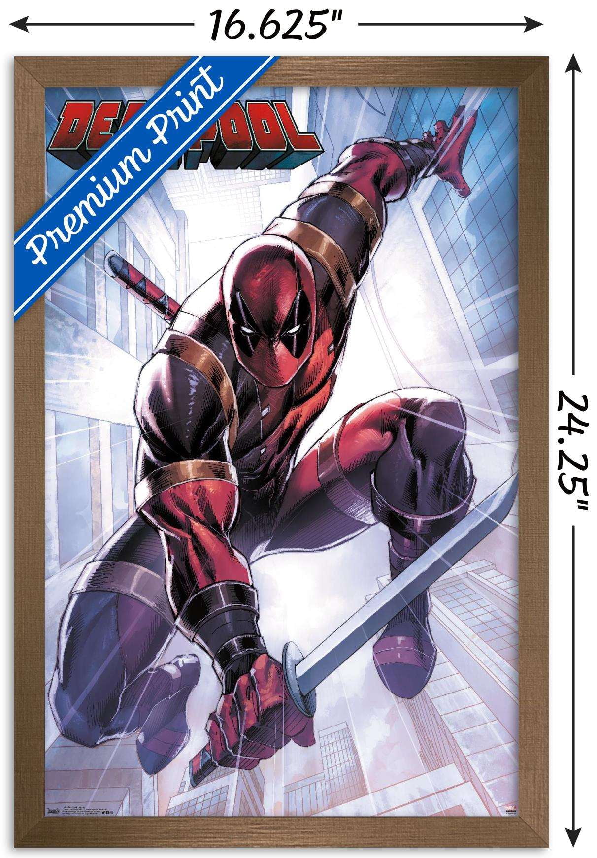 Marvel Comics - Deadpool - Attack Wall Poster, 14.725" x 22.375", Framed