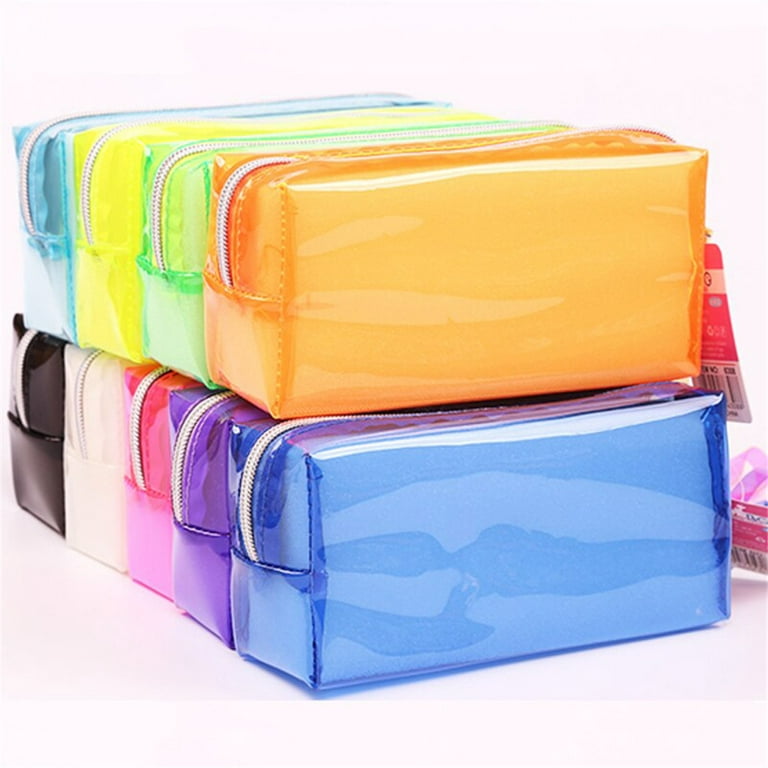 1Pcs Transparent Plastic Box School Lovely Pencil Case Pen Holder Bag Pouch  Painting Brush Pens Storage Case New Gift Stationery 