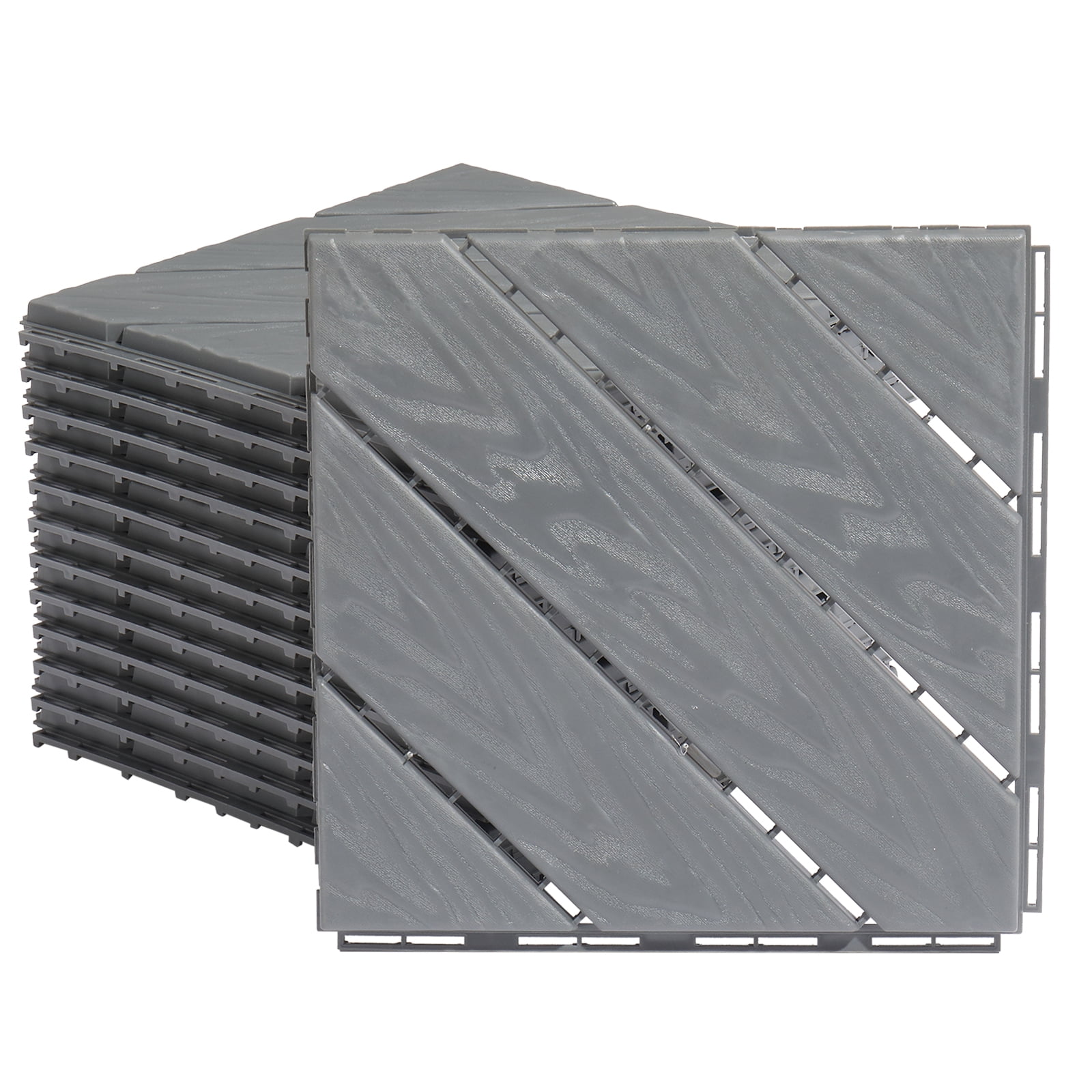 27Pcs Plastic Interlocking Deck Tiles, Waterproof Flooring Tiles for Indoor and Outdoor, Patio Floor Decking Tiles for Porch Poolside Balcony Backyard, Dark Grey 11.8"x11.8"