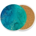 thumbnail image 2 of Coolnut Turquoise Marble Round Cup Coaster with Ceramic Stone and Cork Base 4PCS, Absorbent Cup Mats, Cup Protection Mat for Home, Kitchen and Bar448 Home Decor Gifts, 2 of 6