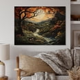 thumbnail image 2 of Designart "Garden of Eden Orange Green Mountain I" Landscapes Print on Natural Pine Wood, 2 of 5