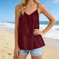 thumbnail image 4 of Womens V Neck Spaghetti Strap Tank Tops Sleeveless Flowy Camisole Loose Cami Basic Adjustable Shirt Red XL, 4 of 6