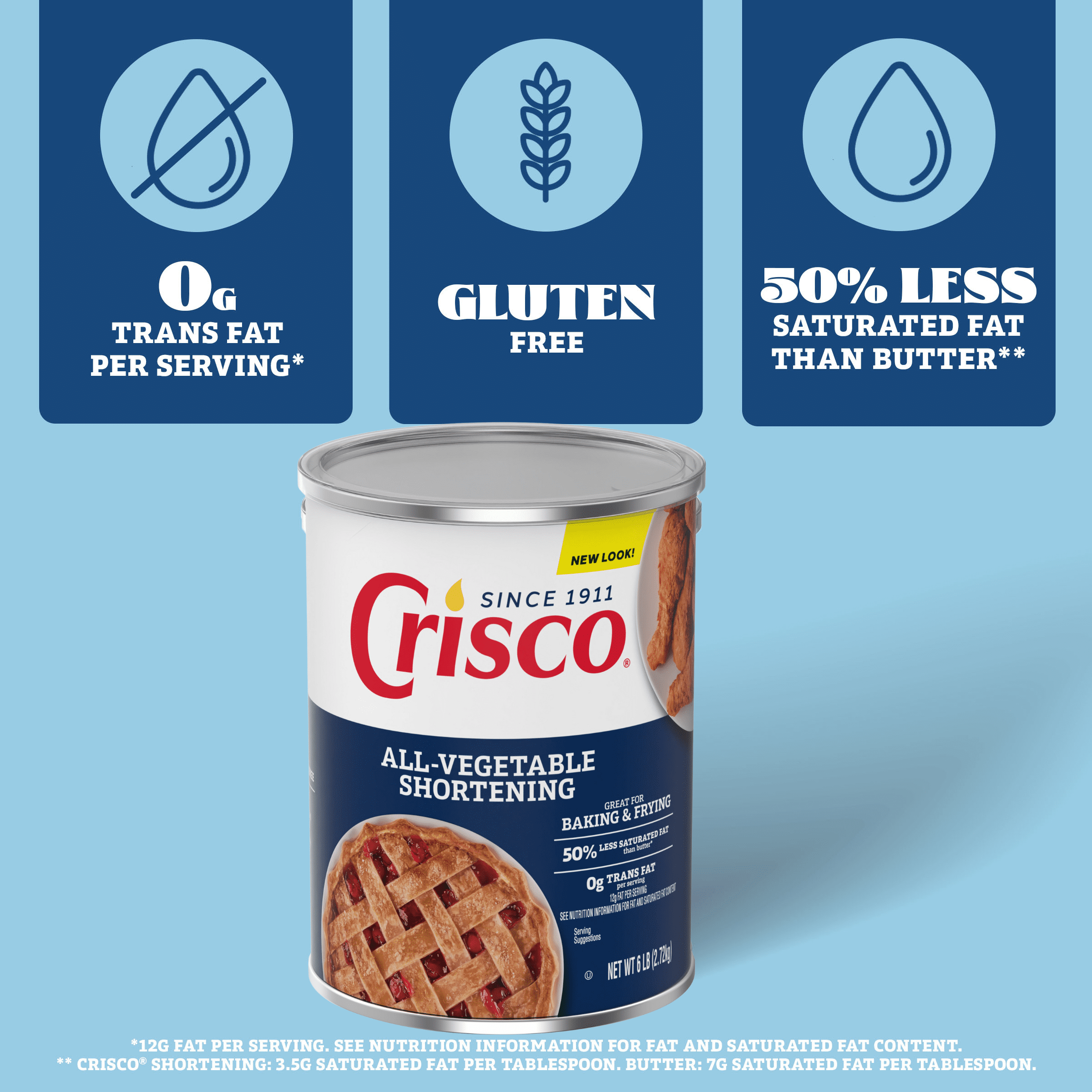 (6 pack) Crisco All Vegetable Shortening, 96 oz