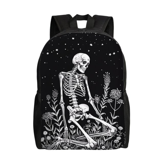 Balery Vintage Black white Plant skull Mochila - Mochila Estilosa y Duradera para Laptop de 15 Pulgadas con Tela Oxford Impermeable