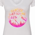 thumbnail image 4 of Inktastic Glacier National Park Montana Pink Mountains Women's V-Neck T-Shirt, 4 of 5