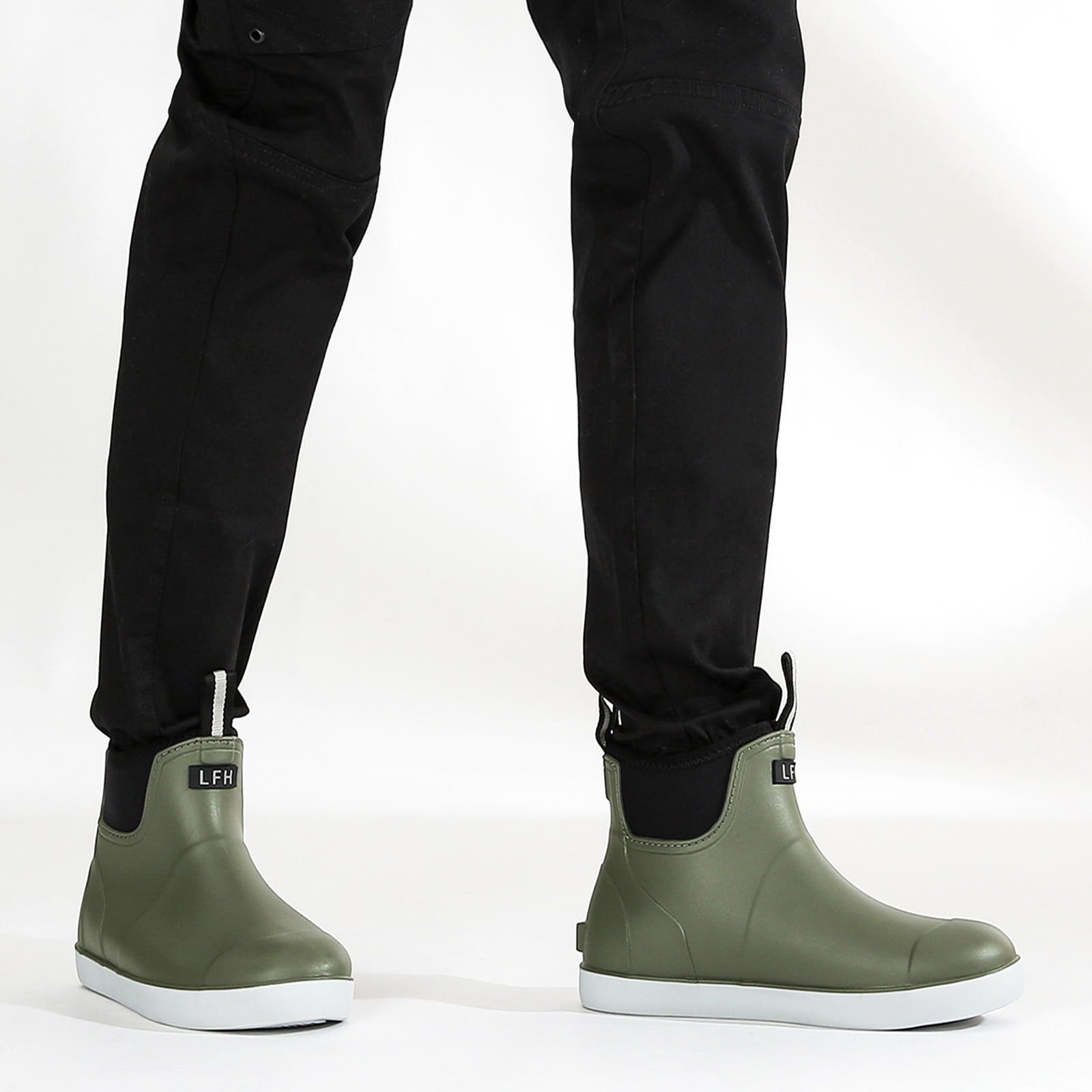 Lcamaw Deck Boots for Men，OutdoorRubber Fishing Garden Waterproof Ankle Rain Boots