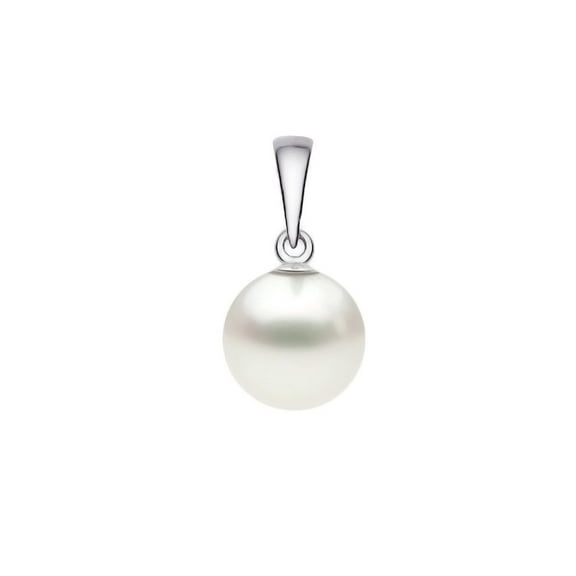 Japanese White Akoya Cultured Pearl Pendant for Women AA Quality Sterling Silver (7-7.5mm)