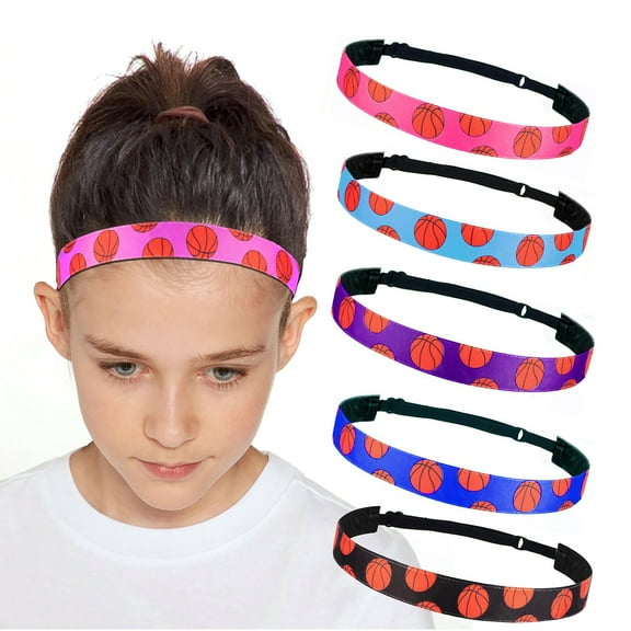 BAETEUY Girls Sports Headband Athletic Hair Band Elastic Headband with Basketball Pattern for Soccer Running Sweatband Sports Accessories