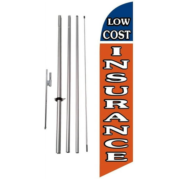 Low Cost Insurance Advertising Feather Banner Swooper Flag Sign with Flag Pole Kit and Ground Stake