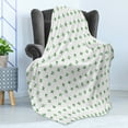 thumbnail image 4 of Green and White Soft Flannel Fleece Blanket, Pattern with Watercolor Style Plus Signs Geometric and Modern, Cozy Plush for Indoor and Outdoor Use, 70" x 90", Reseda Green and White, by Ambesonne, 4 of 5