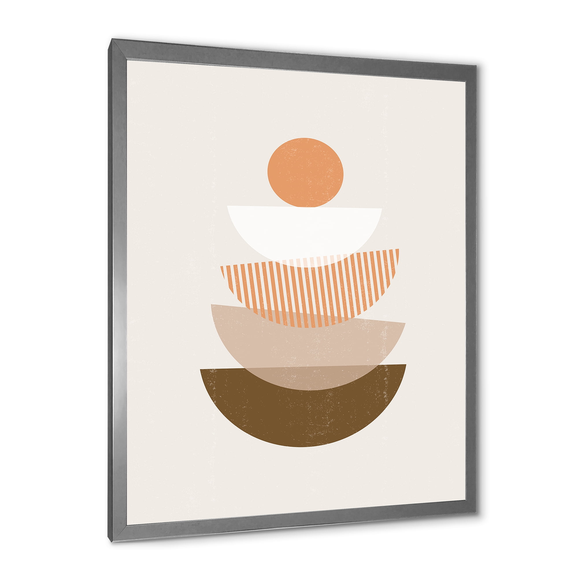 Designart 'Abstract Moon and Sun Geometrics In Terracotta I' Modern Framed Art Print