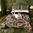 thumbnail image 3 of meiyoeat Camo Pattern Initial S Queen Comforter Set For Boys,Rustic Duck Hunting Comforter Sets Queen,Black Reversible,3Pcs,1 Comforter And 2 Pillowcases, 3 of 7