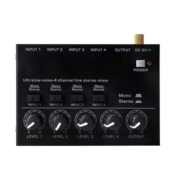 Professional Audio Mixer Stereo 4 Channel Audio Mixer for DC 5V Mixer for Recording Studio Console Stage Amplifiers