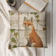 thumbnail image 3 of SHANXI  Throw Pillow Covers Cute Brown Fox Green Leaves Square Pillowcases for Home Decor Sofa Car Bedroom Wooden Background Animal Farmhouse Design Pillow Cases  12x12in, 3 of 5
