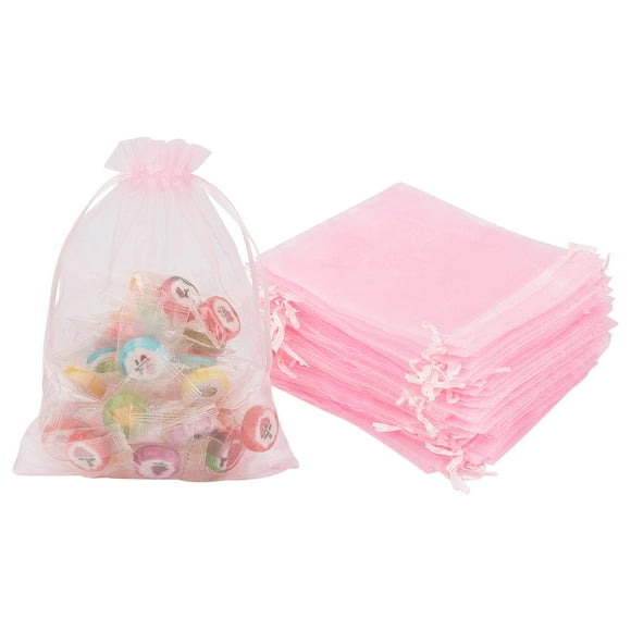 PH PandaHall 100 Pcs Sacs à Cordon Organza Rose 5x7 Pouces Sacs Cadeaux pour Fête de Mariage, Anniversaire, Fête, Saint-Valentin, Festival de Noël, Sensibilisation au Cancer du Sein