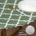 thumbnail image 6 of Round Tablecloth Sage Green White Geometric Elastic Edge Fitted Minimalist Morocco Pattern Plastic Table Cover,Waterproof Oil Proof for Dinner,Outdoor, Picnic, 45"- 54" DIA Tables, 6 of 8