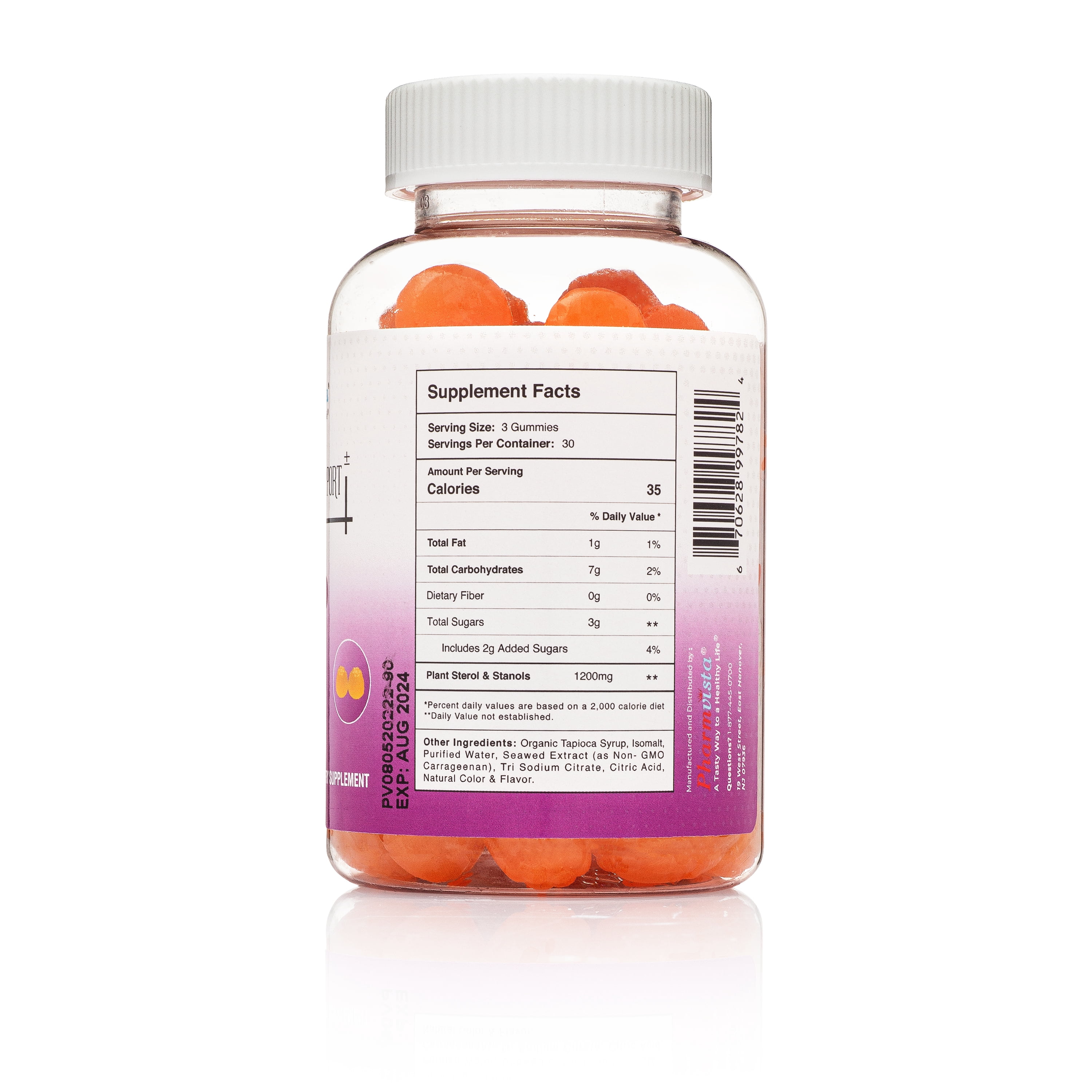 Pharmvista Cholesterol Support Gummies - 1200mg Plant Sterols and Stanols, Vegan, Allergen-Free, 90 Count