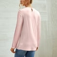 thumbnail image 4 of HAiming Women Long Sleeve Tops Solid Color Round Neck Lace Stitching Pullover Shirts Casual Loose Dressy Blouses, 4 of 4