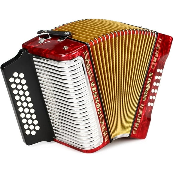Hohner 3500GR Corona II Diatonic Accordion (GCF Keys, Pearl Red)