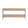 thumbnail image 3 of Casewin 100% Bamboo Shoe Rack Bench, Shoe Storage, 2-Layer Multi-Functional Cell Shelf, Can Be Used For Entrance Corridor, Bathroom, Living Room And Corridor 70 * 25 * 33 - Natural and White, 3 of 8