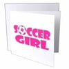 3dRose Soccer Girl Pink and White, Greeting Cards, 6 x 6 inches, set of 12