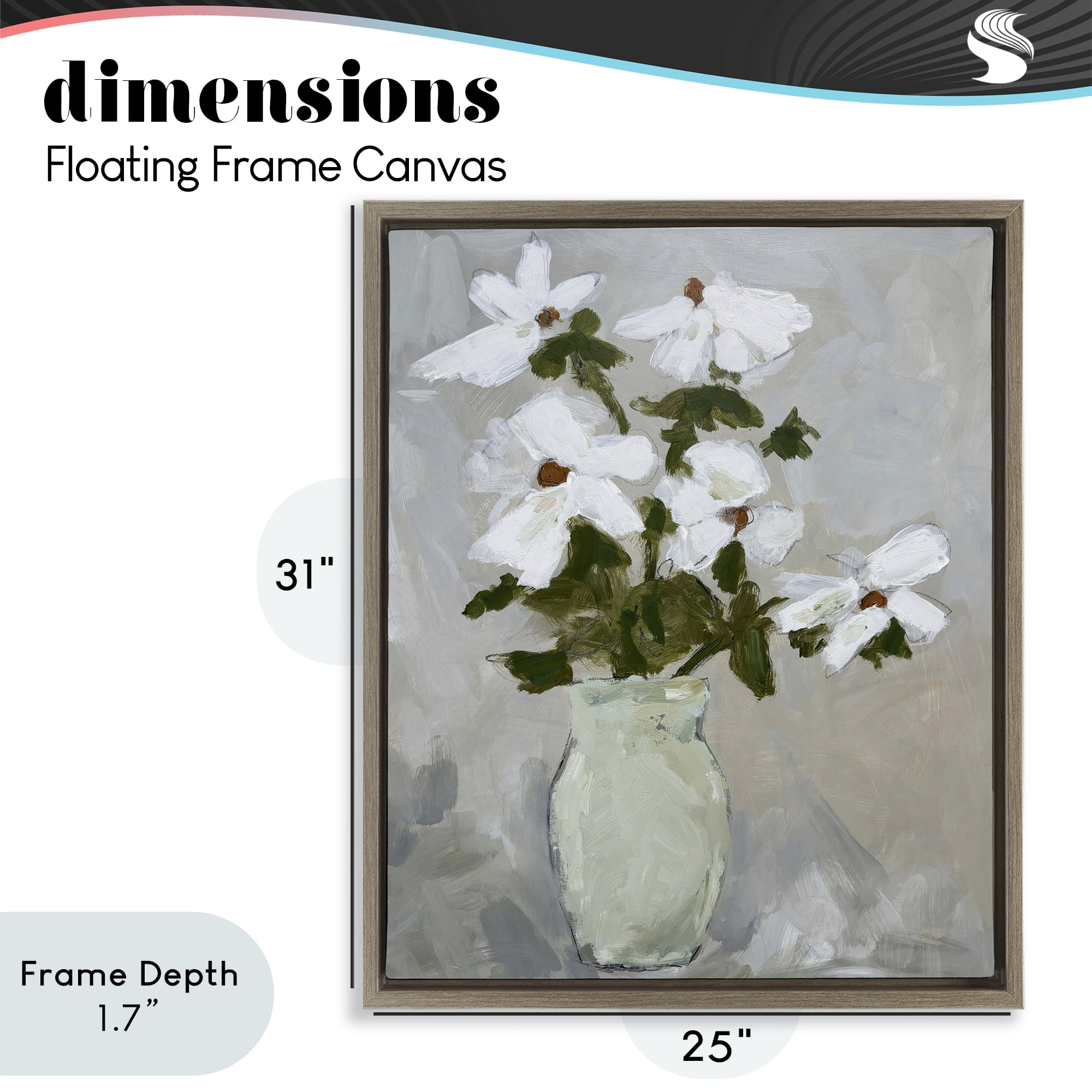 Stupell Industries Cosmos Flowers Serene Rustic Vase Brown Framed Floater Canvas Wall Art, design by Chloe Elliot