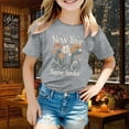thumbnail image 2 of LUOGENLI T Shirt for Girls Shirts for Teen Kids Girls Child Short Sleeve Prints T Shirt Girls Tops Shirts for Girls Knee Length on Clearance Grey 3-4 Years, 2 of 4