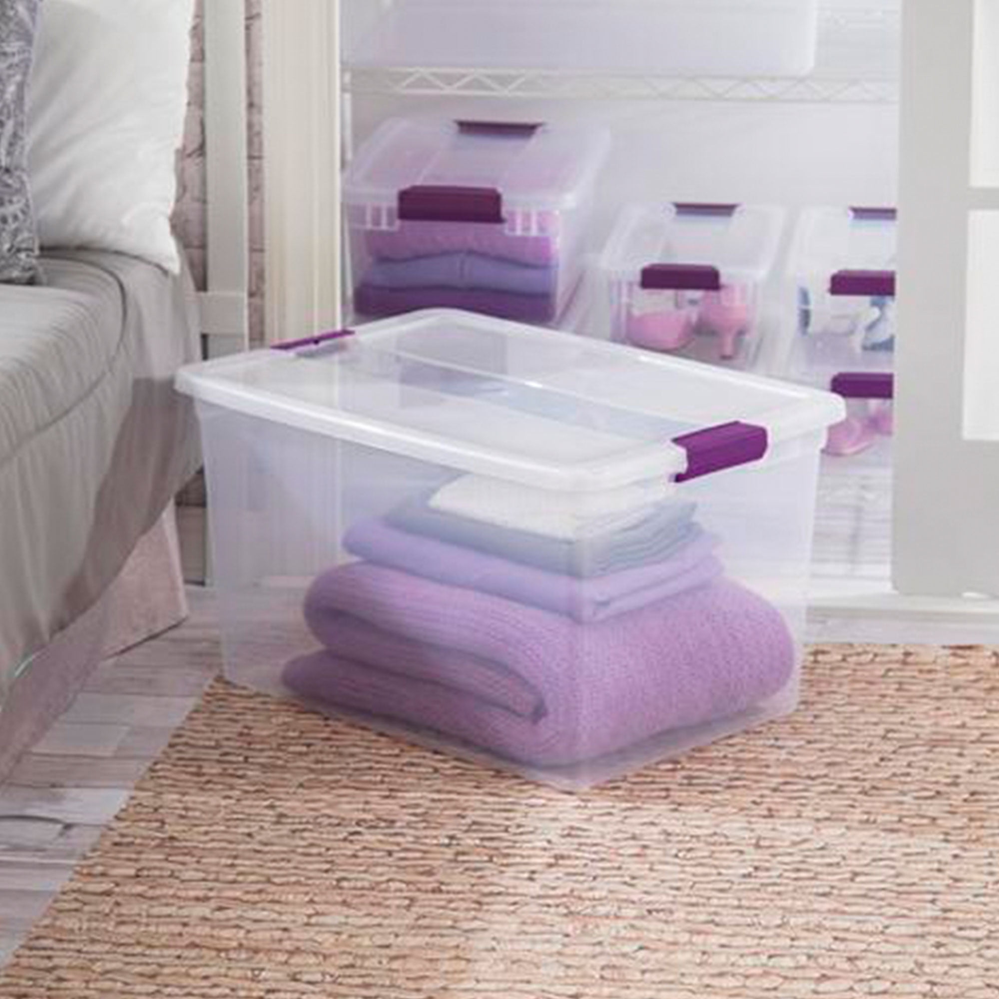 Dropship Set Of 6 Sterilite 66 Quart Latch Box Plastic Storage Tote  Container Organizer to Sell Online at a Lower Price