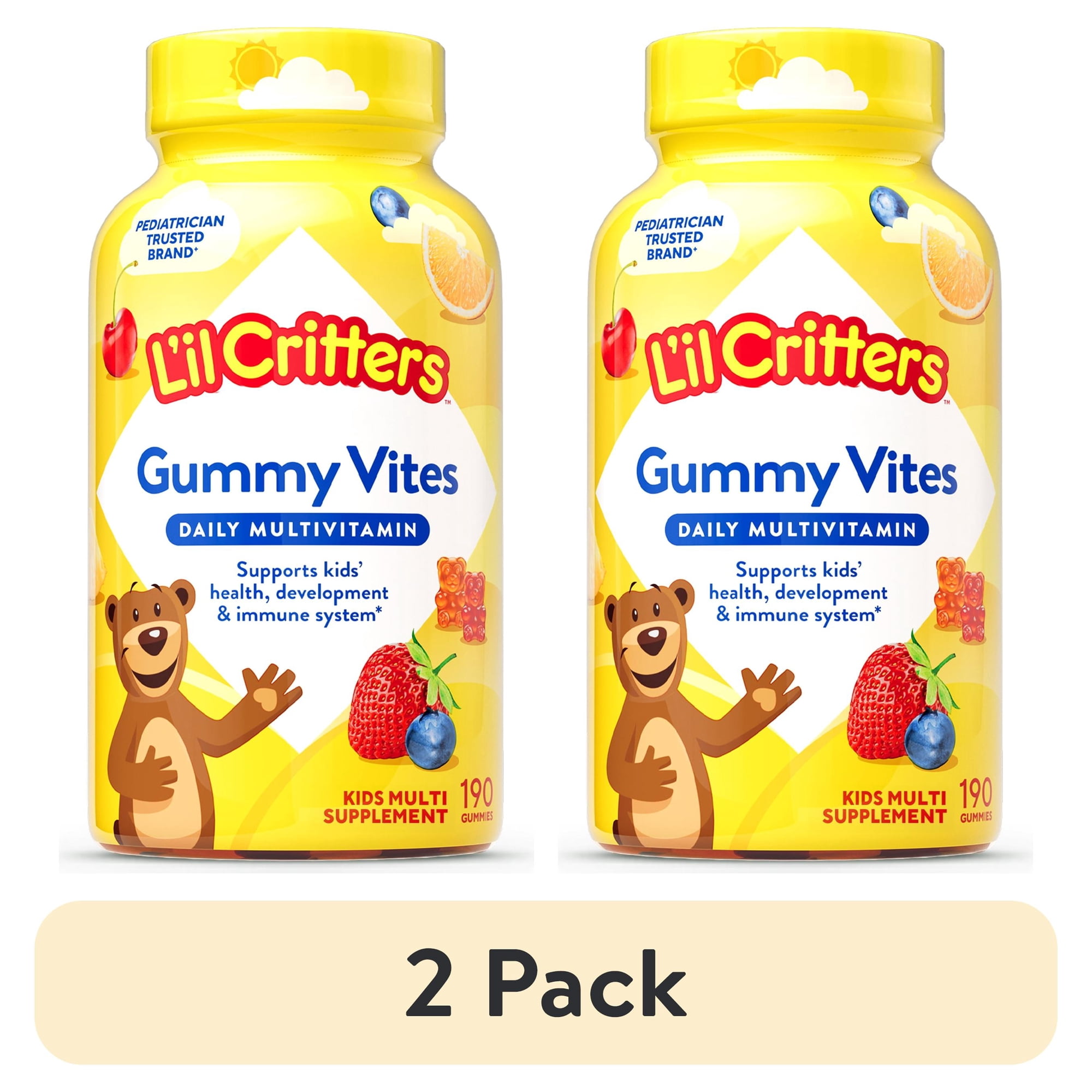 (2 pack) L’il Critters Gummy Vites Kids Multivitamin Gummies, Mixed Fruit, 190 Count