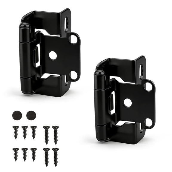 2 Pack 1 Pairs) 1/2" Semi Overlay Self Closing Cabinet Hinges, Face Frame Cabinet Door Hinges Half Wrap Around, Kitchen Cabinet Hinges Easy Install with Quiet Bumper, 95-110°, Satin Nickel