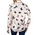 thumbnail image 4 of DYMADE Women Plus Size Fashion Butterfly Printed Long Sleeve Blouse Top, 4 of 4