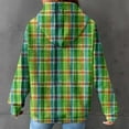 thumbnail image 6 of Women's Plaid Print/Color Block Hoodies Plus Size Waffle Drawstring Long Sleeve Casual Loose Pockets Pullover Tops(Green,L), 6 of 6