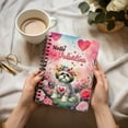 thumbnail image 3 of Hello Valentine’s Day Shih Tzu Flower Crown Romantic Pink Floral Spiral Bound Journal Lion Dog Lover Gifts 5x7in Spiral Notebook - 00031, 3 of 5