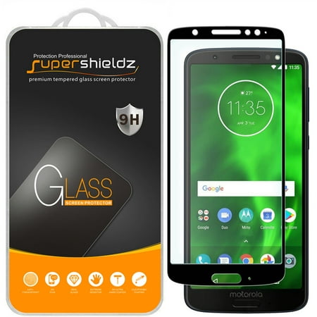 [2-Pack] Supershieldz for Motorola Moto G6  [Full Screen Coverage] Tempered Glass Screen Protector, Anti-Scratch, Anti-Fingerprint, Bubble Free (Black (Best Moto G Screen Protector)