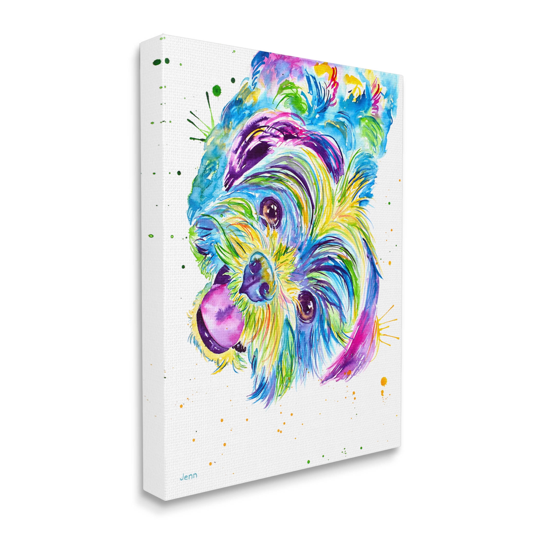 Fun Vivid Shih Tzu Puppy Animals & Insects Graphic Art Gallery Wrapped Canvas Print Wall Art