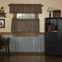 VHC Brands Bingham Star 3 PC Soft Black Plaid Curtain Set (1 Valance 16x72 and 2 Tier 24x36)