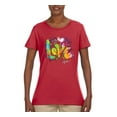 thumbnail image 2 of Colorful Rainbow Paint Love Streetwear Womens Graphic T-Shirt, Red, Large, 2 of 3