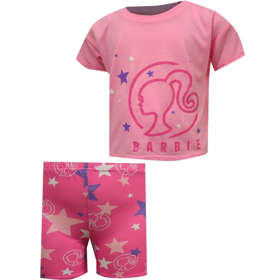 Komar Kids Girls Barbie Classic Pink Shortie Pajamas (4)