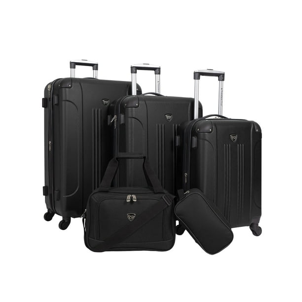 Chicago Plus 5pc Expandable Rolling Luggage Set Black