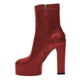 thumbnail image 3 of FSJ Women Stylish Platform Block High Heels Ankle Boots Round Closed Toe Booties Buckled Strap Side Zipper Shoes Size 9 Red, 3 of 4