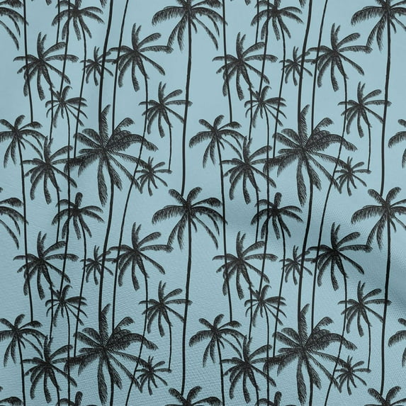 oneOone Cotton Poplin Baby Blue Fabric Tropical Tree Quilting Supplies Print Sewing Fabric By The Yard 56 Inch Wide