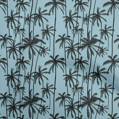 oneOone Cotton Poplin Baby Blue Fabric Tropical Tree Diy Clothing Quilting Fabric Print Fabric By Yard 42 Inch Wide